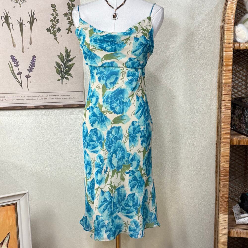 Y2k Floral Silk Babydoll Slip Dress Romantic Fairy Coquette Garden Party S 4
